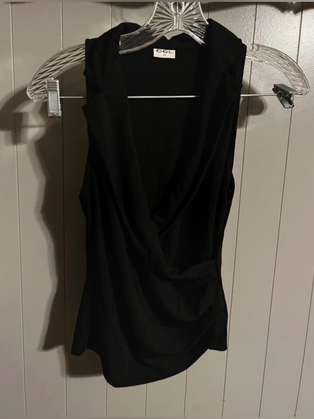 OGL  Cowl Neck Asymmetrical Tucked Sleeveless Top